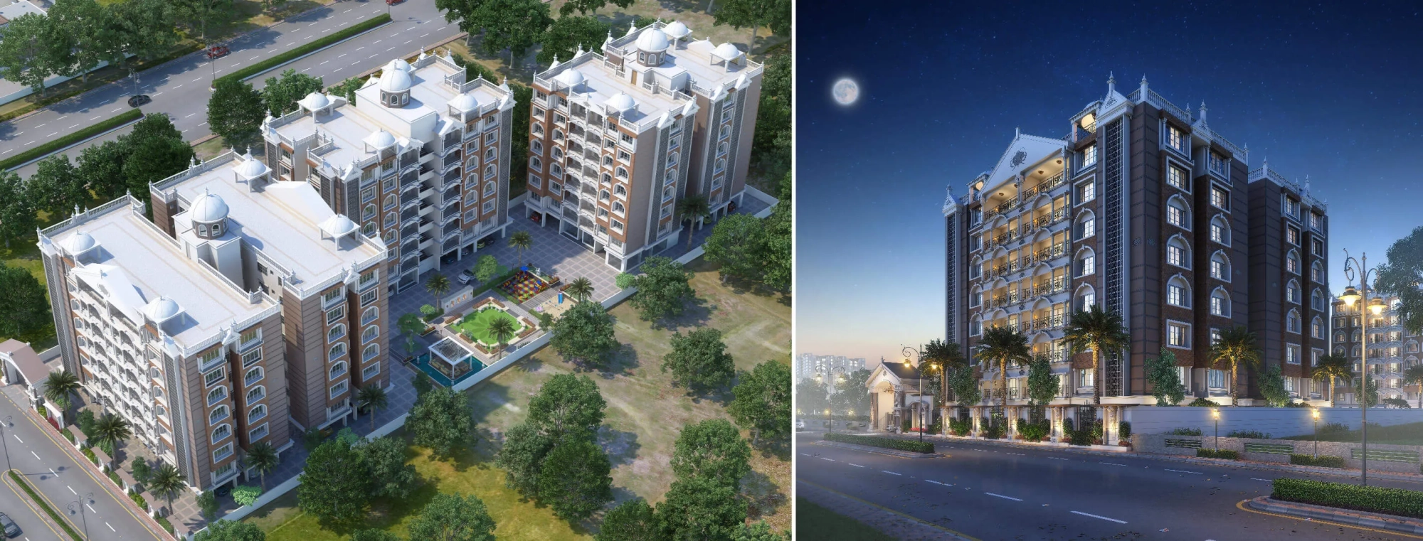Front elevation view of Celino residential building by Hindva Builders