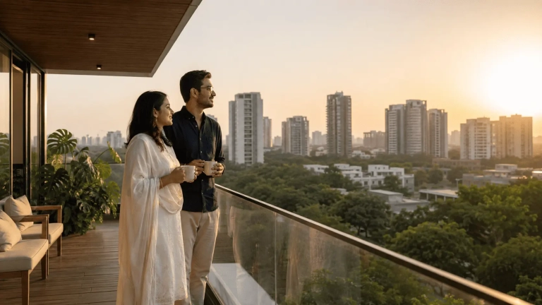 Gujarat High-Rise Balcony at Golden Hour
