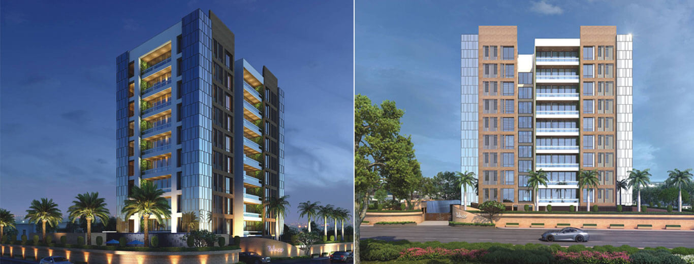 Exterior elevation view of Hindva Palazzo luxury residential building