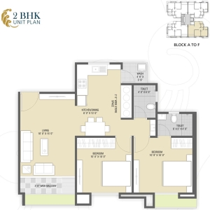 A to F Building unit plan diagram for Hindva Paradise