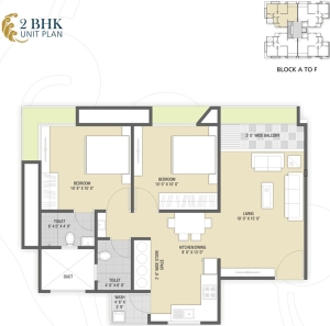 Detailed unit floor layout for A to F Building at Hindva Paradise