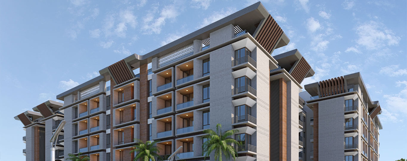 Exterior elevation view of Hindva Paradise residential apartments