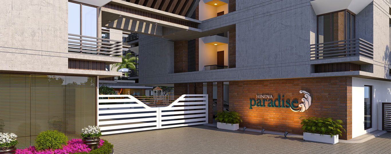Modern elevation design of Hindva Paradise residential project
