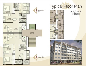 Floor plan diagram for A and B type flats at Shantiniketan 1