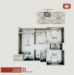 B-Type flat floor plan blueprint for Shantiniketan 2 residential units