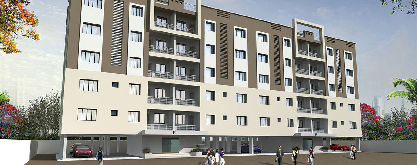 Exterior building perspective of Shantiniketan 2 by Hindva Builders