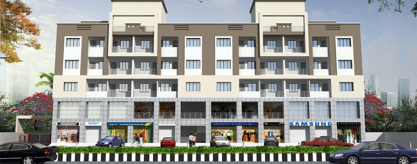 Exterior view of Shantiniketan 2 residential apartment building in Surat by Hindva Builders