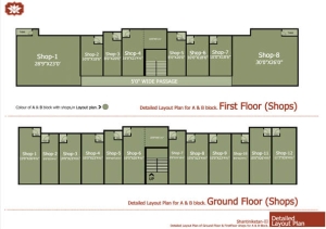 Layout plan for A and B blocks commercial shops at Shantiniketan 3