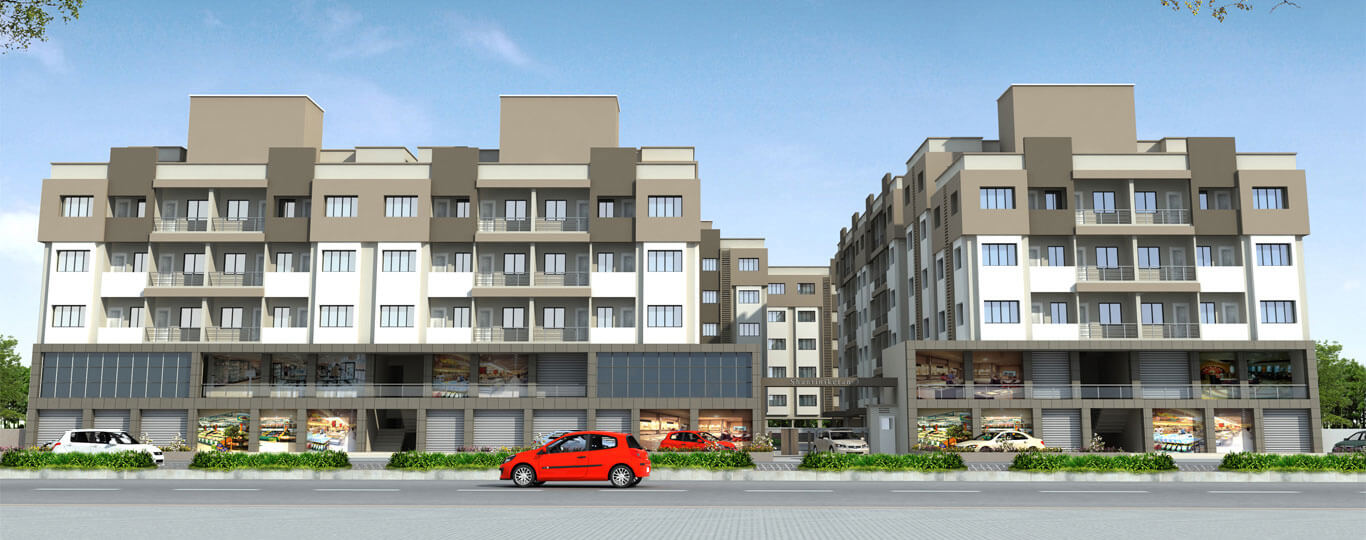 Building exterior view of Shantiniketan 3 apartments by Hindva Builders
