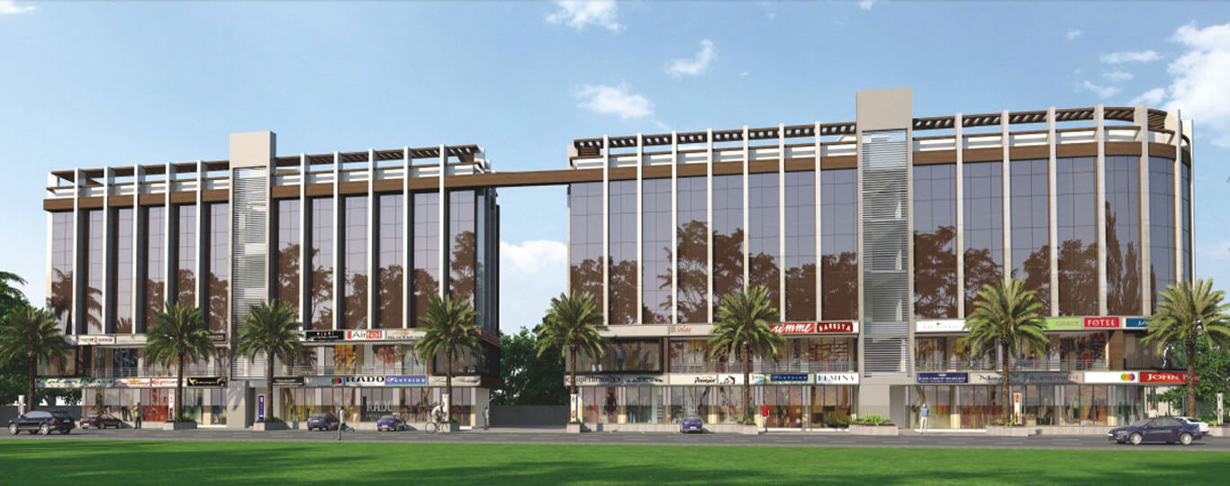 Exterior elevation view of Shantiniketan Business Plaza by Hindva Builders