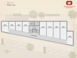 Tower B first floor layout plan for Shantiniketan Business Plaza