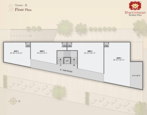 Tower B second floor layout plan for Shantiniketan Business Plaza