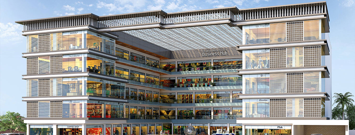 Exterior view of Shantiniketan Flora Business Hub by Hindva Builders