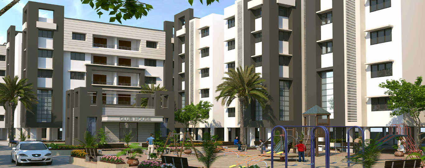 Front elevation view of Shantiniketan Flora apartment complex