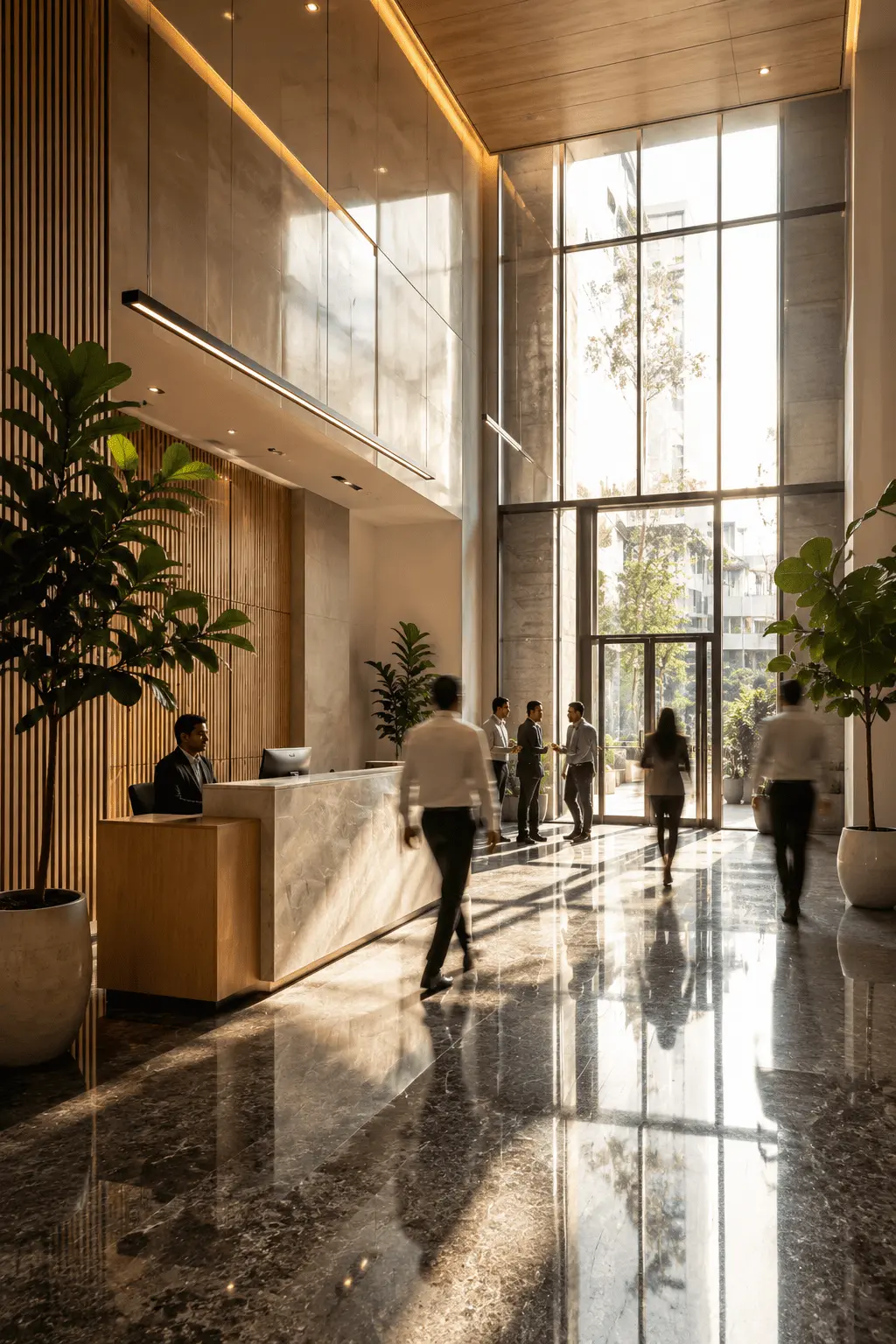Sunlit Commercial Office Lobby in Surat