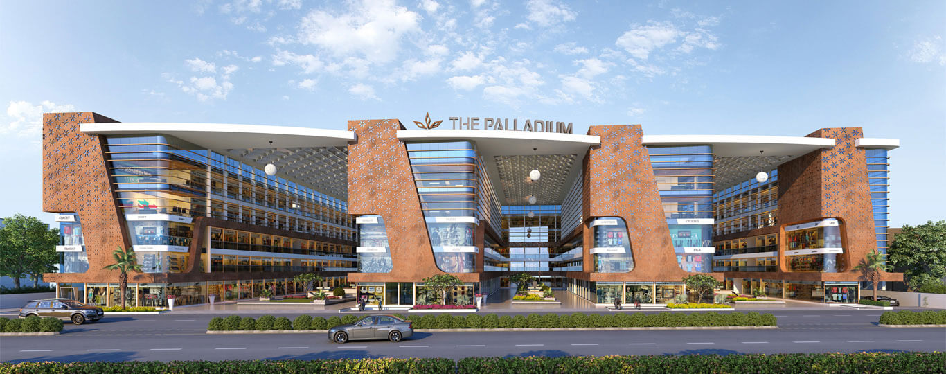 Exterior elevation view of The Palladium Mall by Hindva Builders